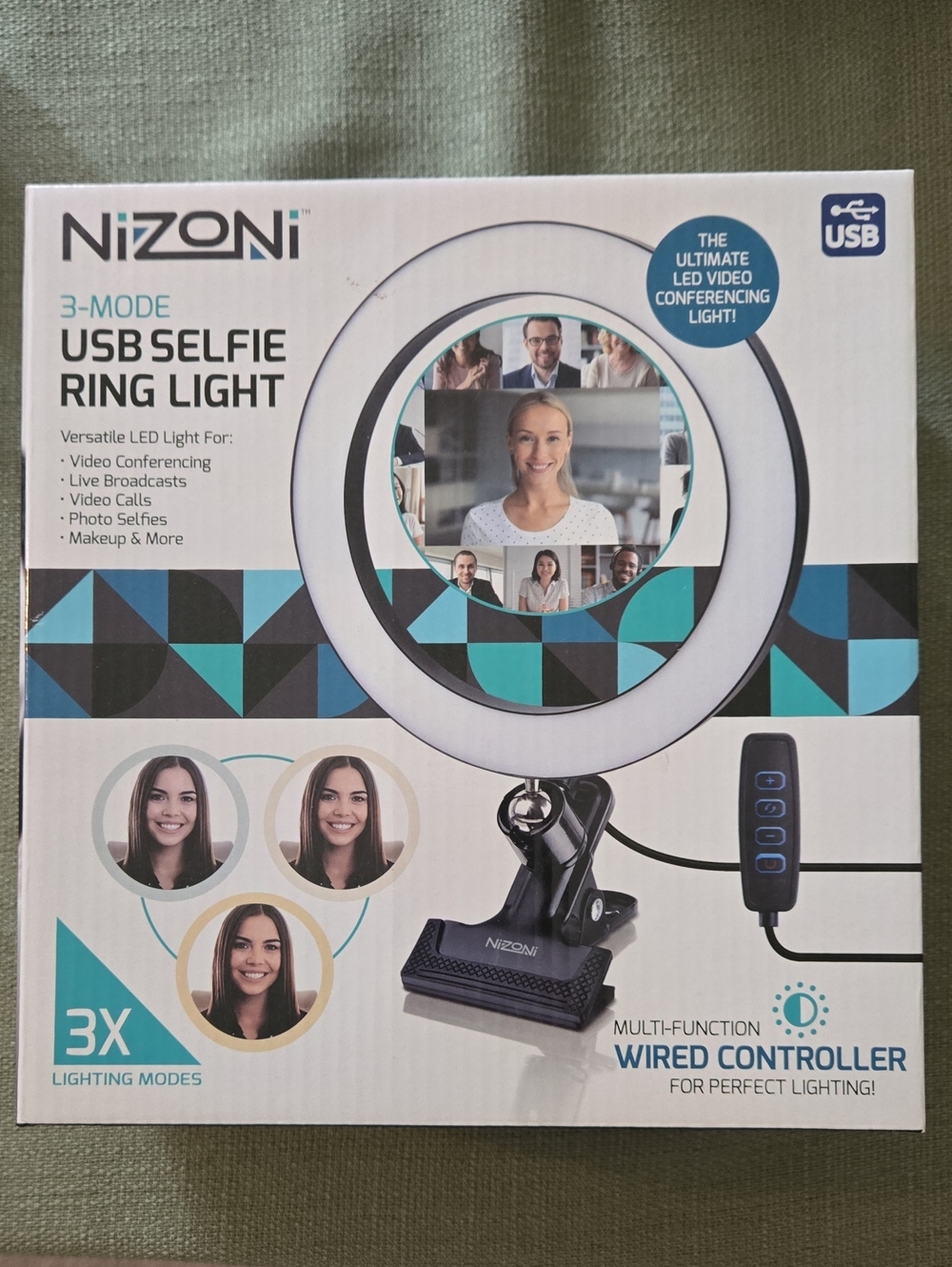 USB Selfie Ring Light - White LED (3-Mode)